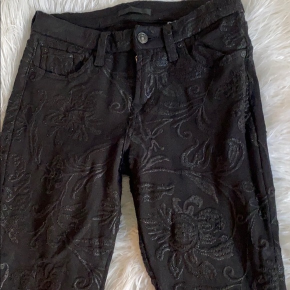 7 for all man kind Embroidered Black Pants - Picture 3 of 6